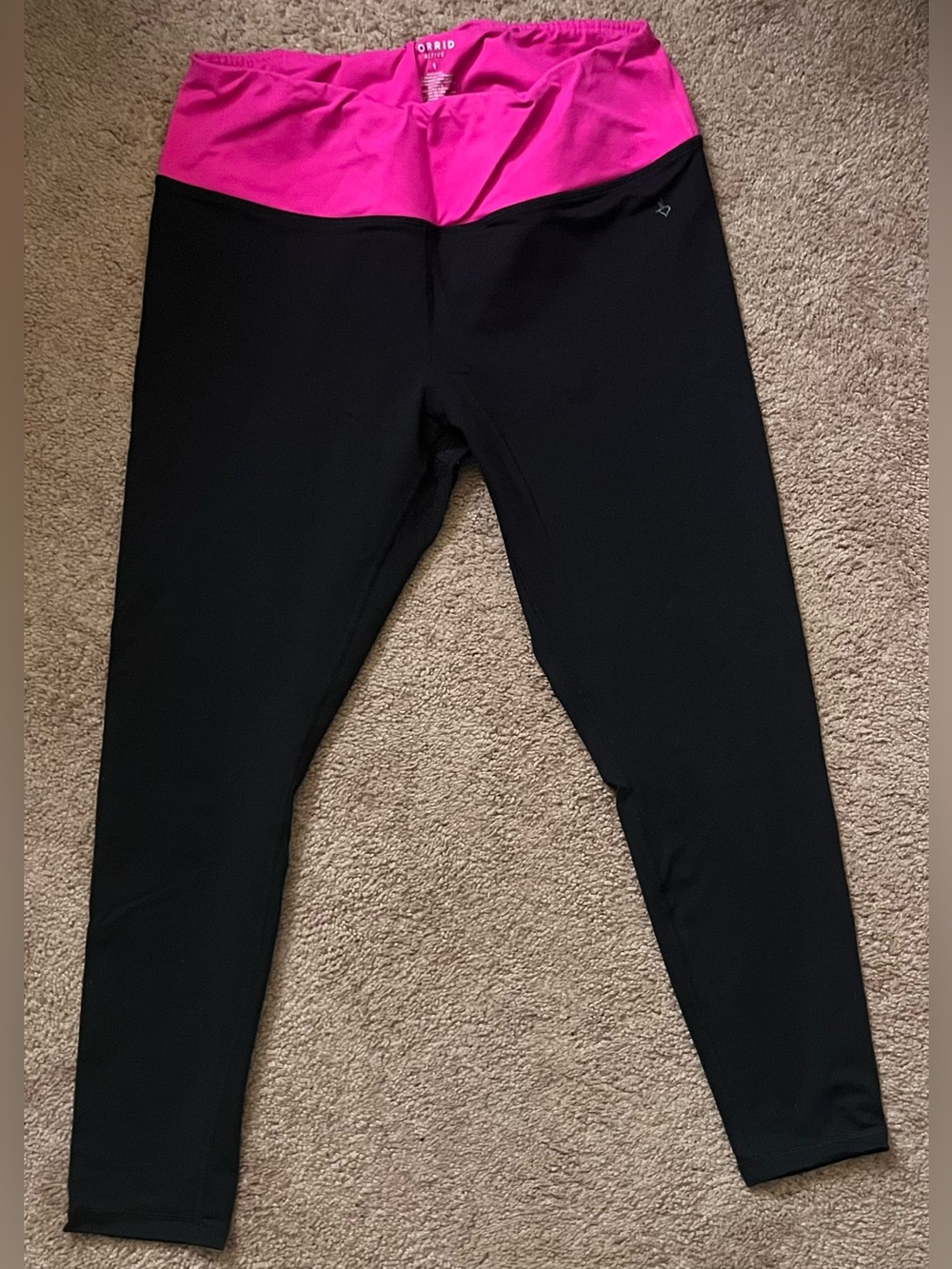 torrid Black Leggings with Hot Pink Waistband